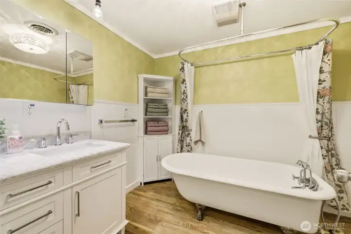 Full bathroom includes a soaking tub for relaxing evenings at home.