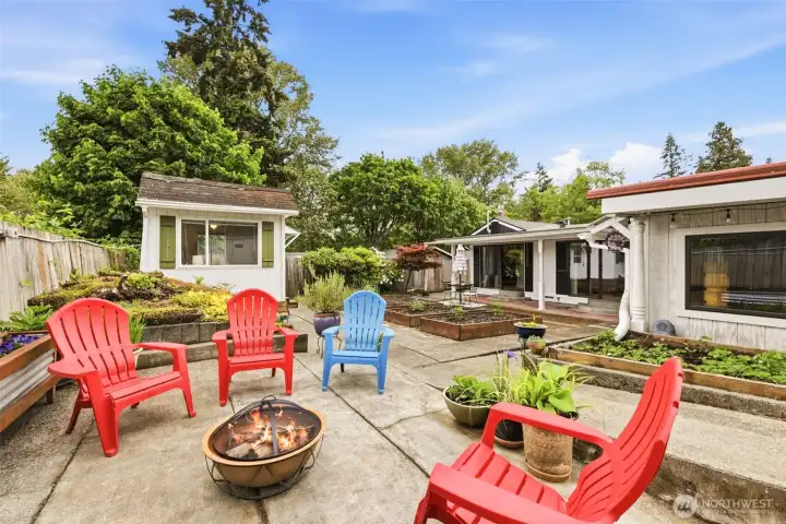 Private backyard oasis feels secluded while remaining close to city conveniences.