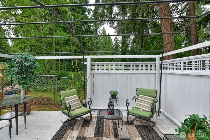 Cozy private back deck- can be covered if you like. The sliding back door off the kitchen goes directly out to this deck
