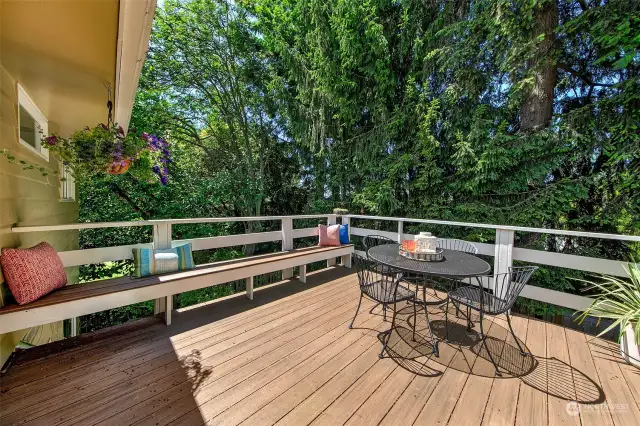 Extra large back deck is extremely private and great for entertaining.