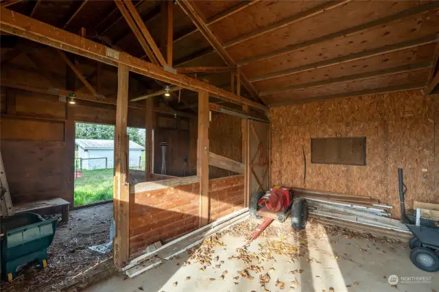 Inside the barn.