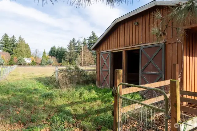 Side view of barn from the pasture.