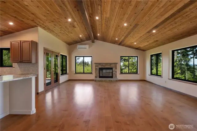 Vaulted great room.