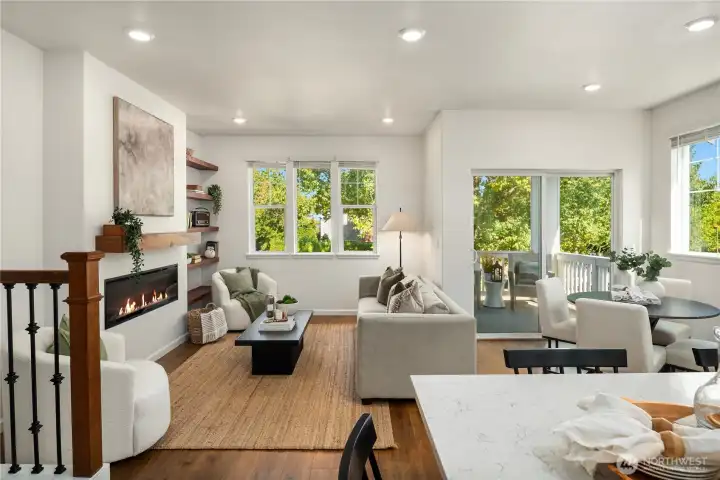 The abundance of windows bring in the natural light and the park-like open space in front gives a superb outlook.