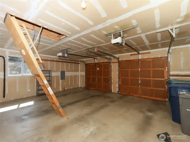 BIG Attic for all your storage has convenient fold down ladder