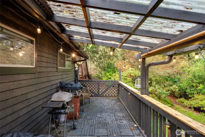 Covered portion of the back deck for year around use.