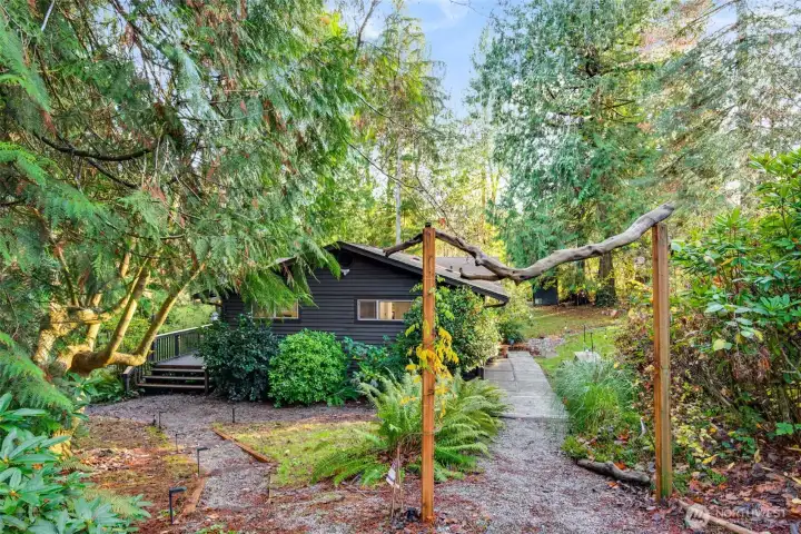 Custom archway leads you to the main entrance