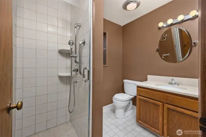 3/4 bathroom, lower level.