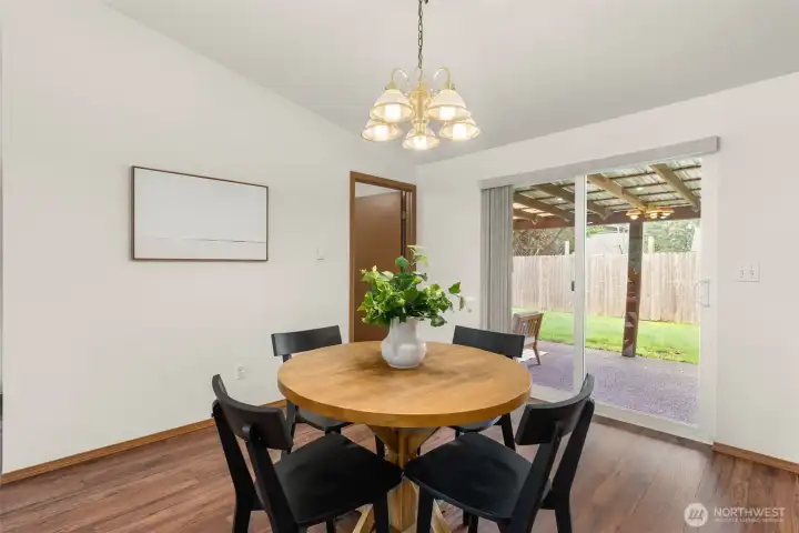 Dining space with a walk-in pantry/storage room