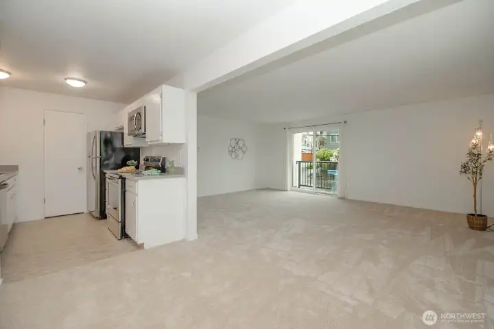 View from dining area into living room