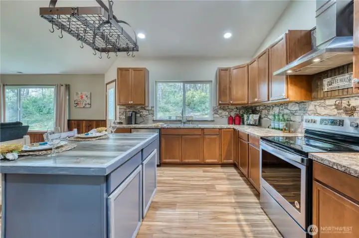 Well laid out with an abundance of counter space and cabinets.