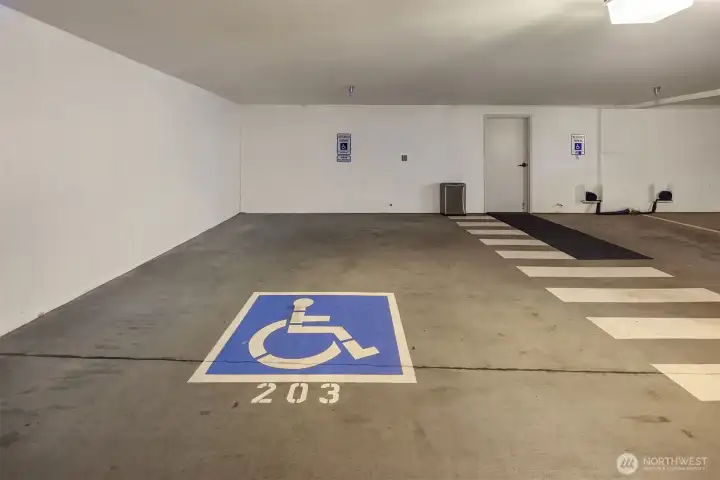Two inside secure garage parking spaces. Two inside secure garage parking spaces.