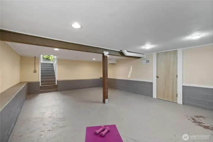 Finished basement .. the door to the furnace is located here to the right.