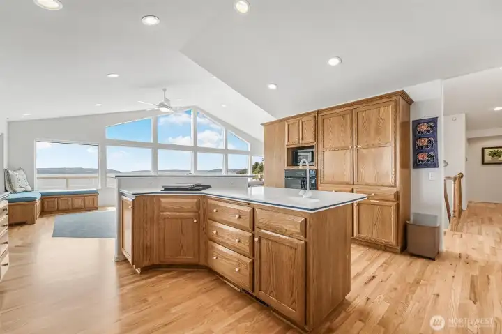 The open concept Great Room allows for the views to be enjoyed from the kitchen.