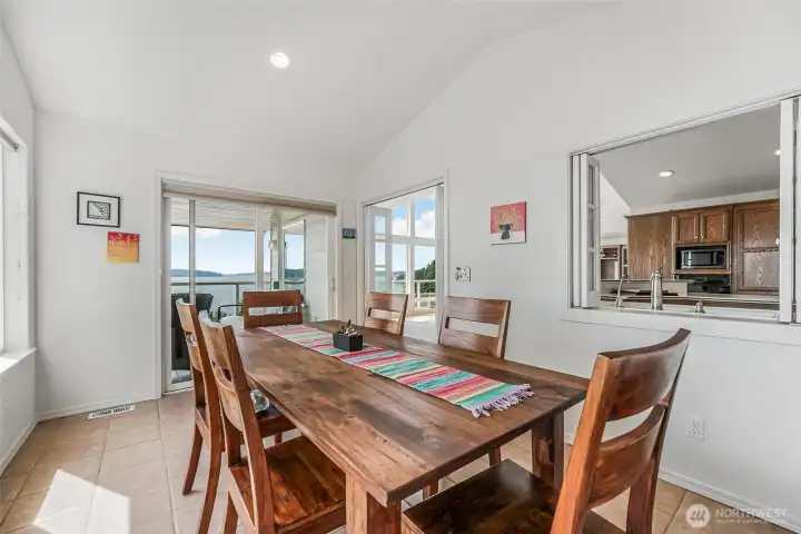 Enjoy access to the expansive deck from the dining room.