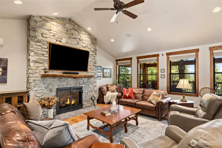 Living room is open to the kitchen and dining area.