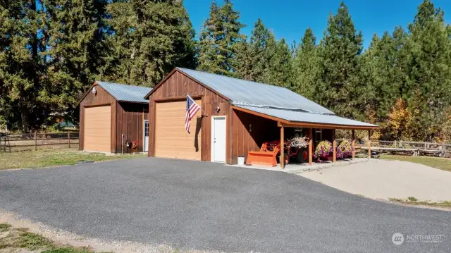 2 detached garage/shop/barns (woodshop and poultry barn are fully insulated and heated with water and electricity)    RV parking pad with electrical and disposal hookup   Additional 3-bedroom septic system