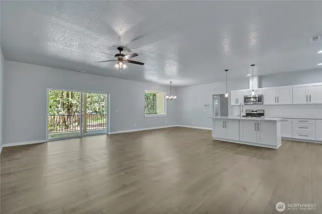 Open Concept Living, Dining and Kitchen