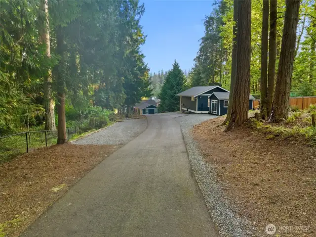 Winding Paved Drive Through Timber w/ Your Guest Cottage Perched Above~