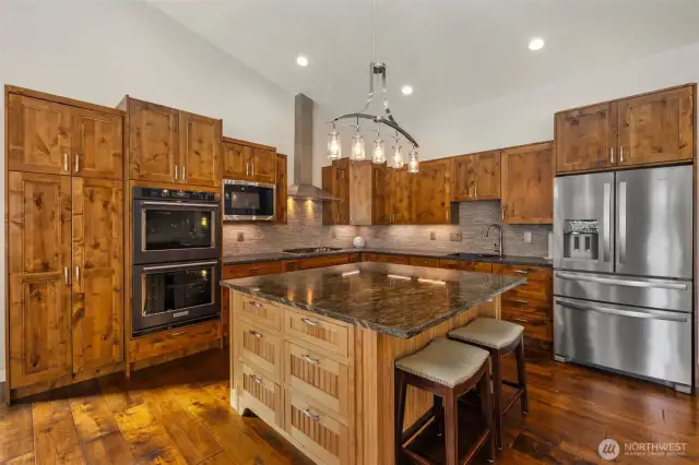 Stunning Gourmet Kitchen w/ Slabs, Steel, Architectural Cabs and Custom Lighting~