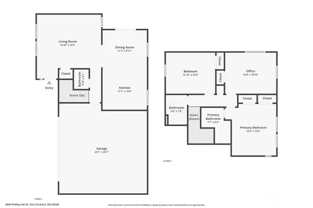 Floor plan showing a single unit, downstairs and upstairs.