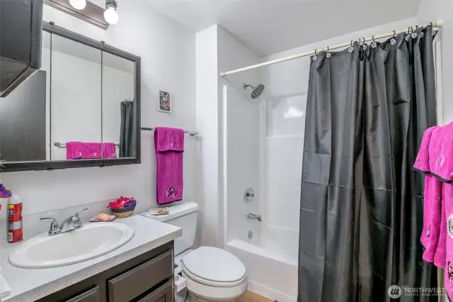 Bathroom with new sink and tub/surround. Bidet comes with the unit.