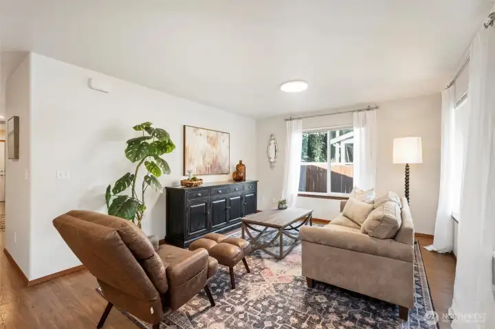 Living room filled with natural lots of light.