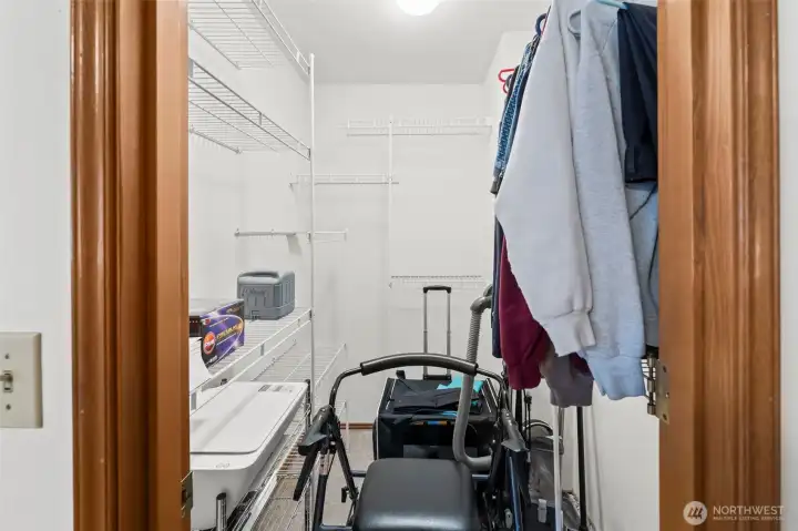 large walk in closet in master