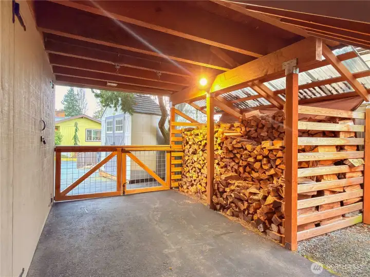 Covered and secure storage and woodshed