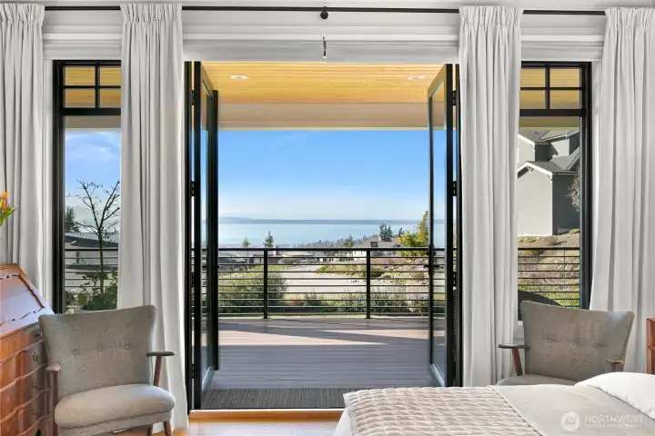 French doors leading to the covered deck, and incredible views all day, every day.