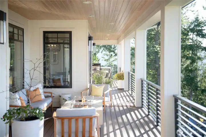 This impeccable home boasts 80' of west facing Bellingham Bay views.