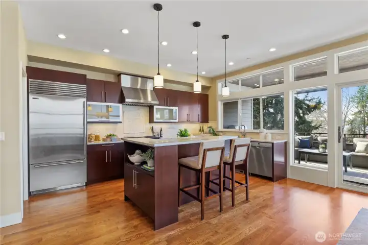 Enjoy lake views and access to the spacious deck.