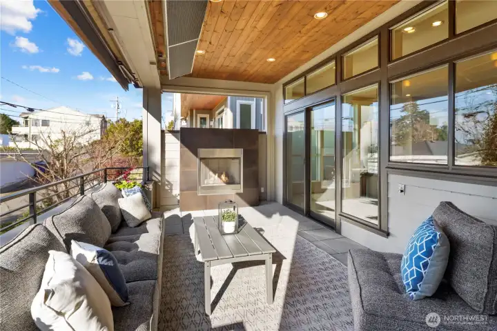 Enjoy year-around with gas fireplace, ceiling heater and awning.