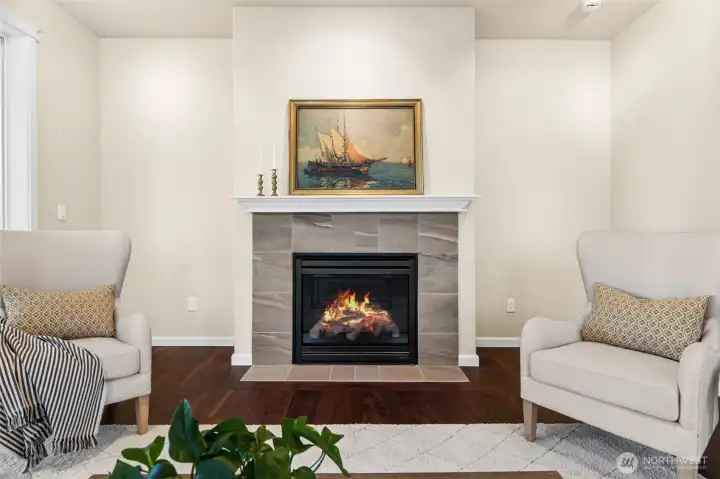 Cozy gas fireplace