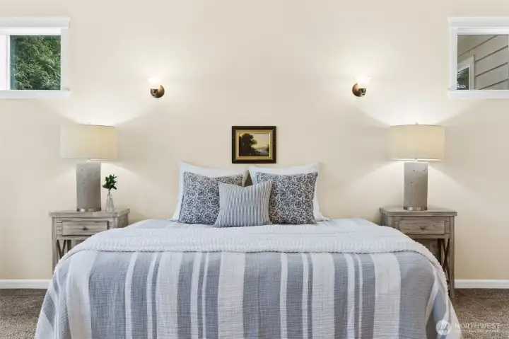 Generous primary suite is large enough for a king size bed