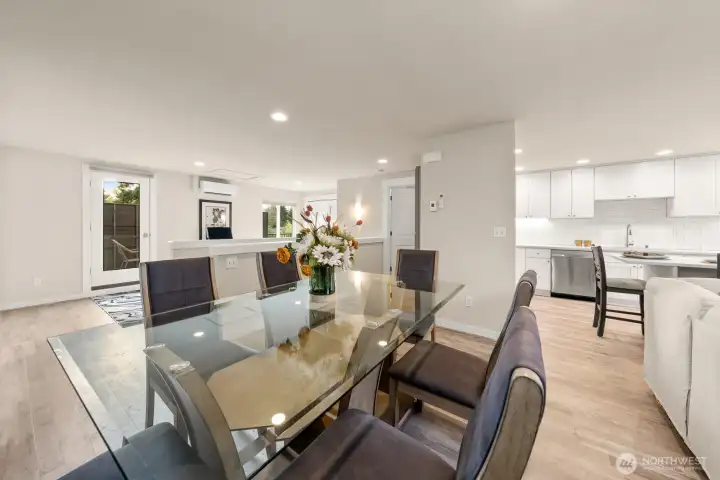 Upper level, glass door leads to deck.