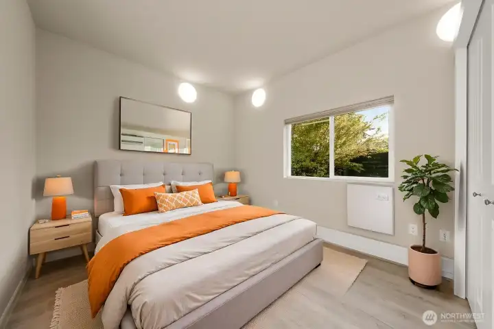 lower level bedroom 1, virtually staged