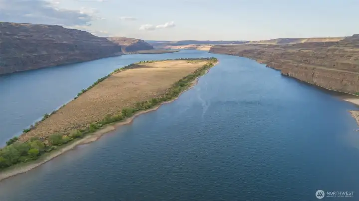 Aerial of Deer Island close by.