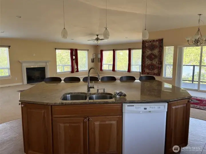 View from the kitchen to the dining room