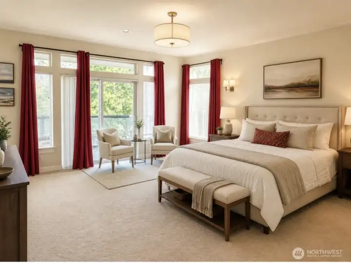 AI generated Main bedroom on the middle level