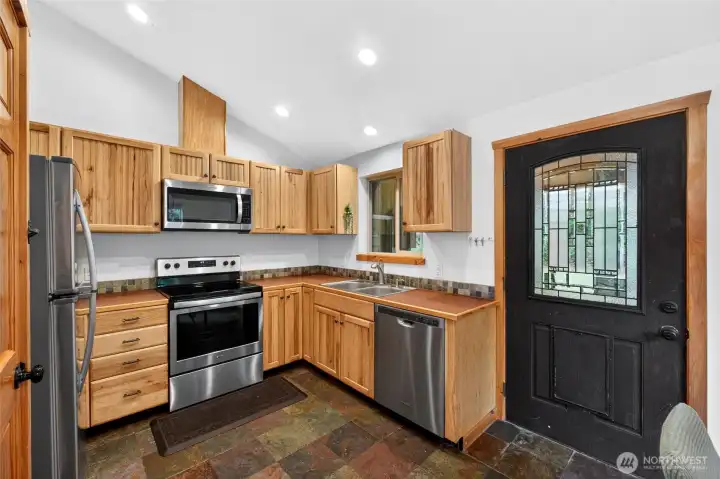 Great Kitchen with Stainless Steel Appliances and Hickory Cabinets