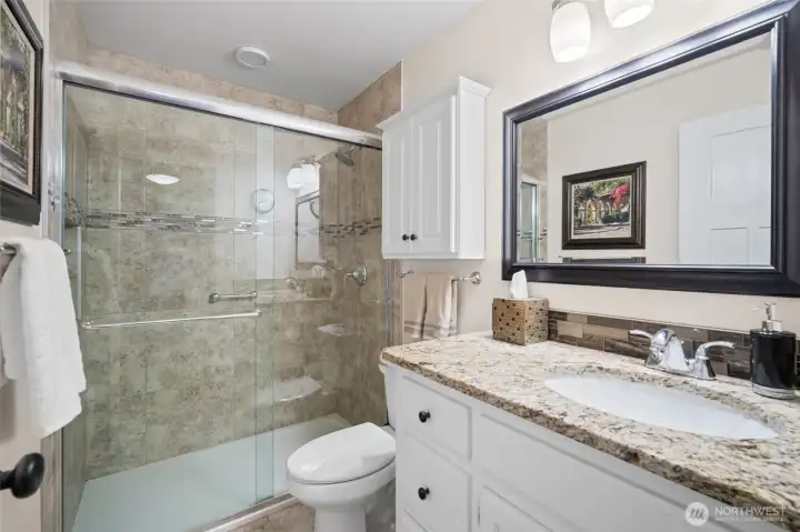 Updated bathroom with shower.