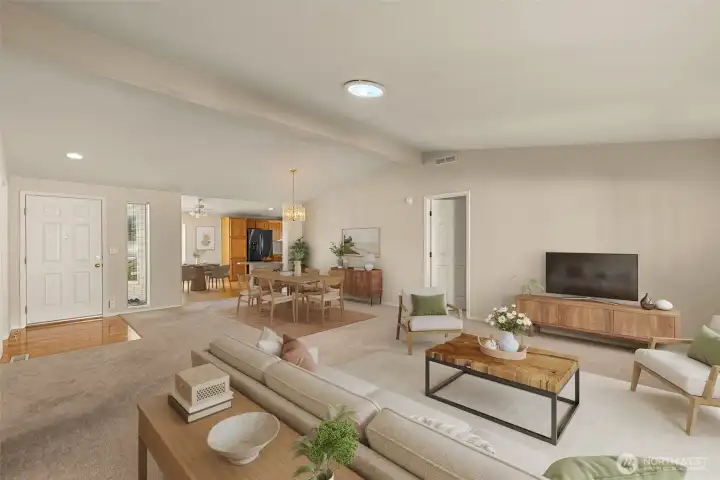 Living room virtually staged