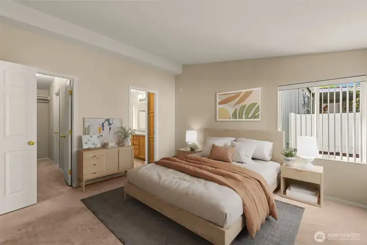 Primary bedroom virtually staged
