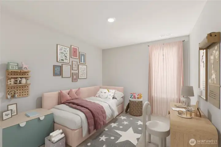Bedroom 4. Photo rendering is representational and may be virtually staged. Actual home is under construction and finishes, elevation, and paint colors may vary. See site agent for details.