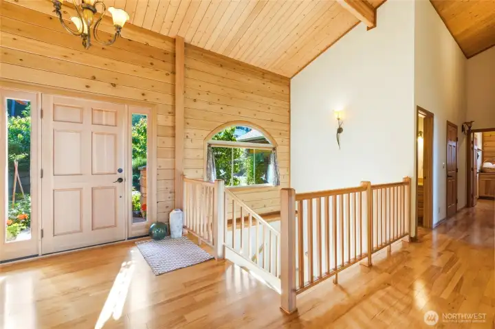 Wood work on walls is a blond cedar which is really something in person.