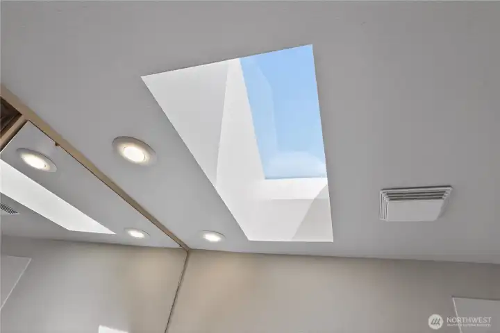 Skylight in Upstairs Bathroom and Primary Bathroom Sink  area