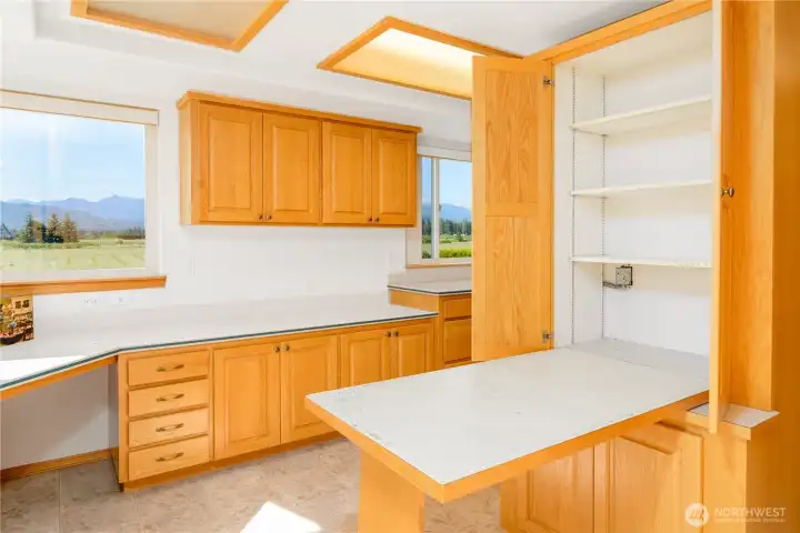 Hideaway craft or sewing table is a unique feature of this custom home. Hideaway craft or sewing table is a unique feature of this custom home.