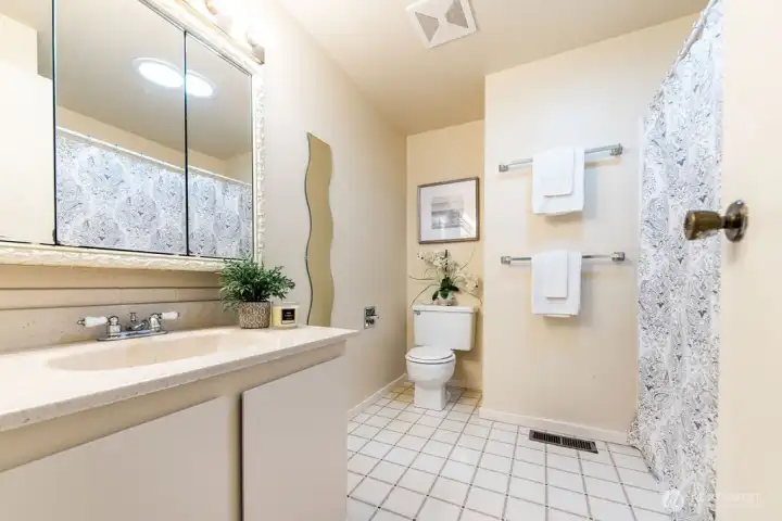 Full bathroom on the upper level hallway