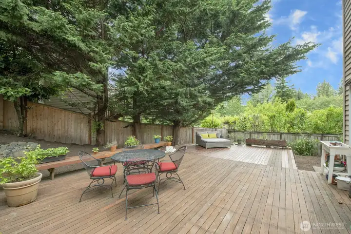 Enjoy entertaining on the enormous deck in the fully fenced back yard